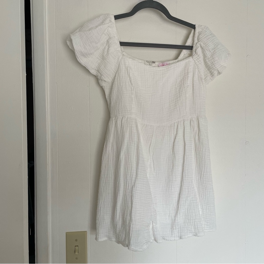 Pink Lily white romper